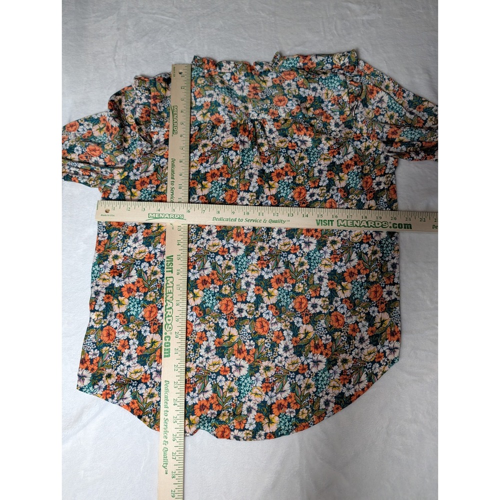 Lauren Conrad Women L Floral Button Front Blouse Ruffle Cottagecore Boho